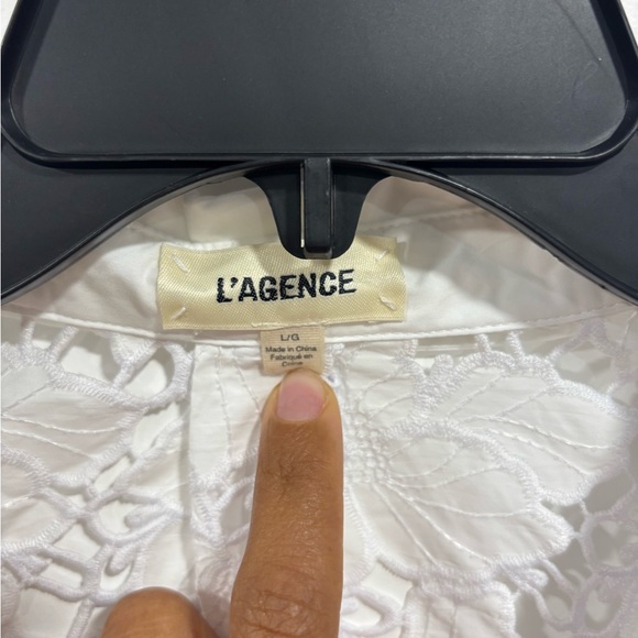 Embroidery White Lace Button Down Shirt - Picture 6 of 6